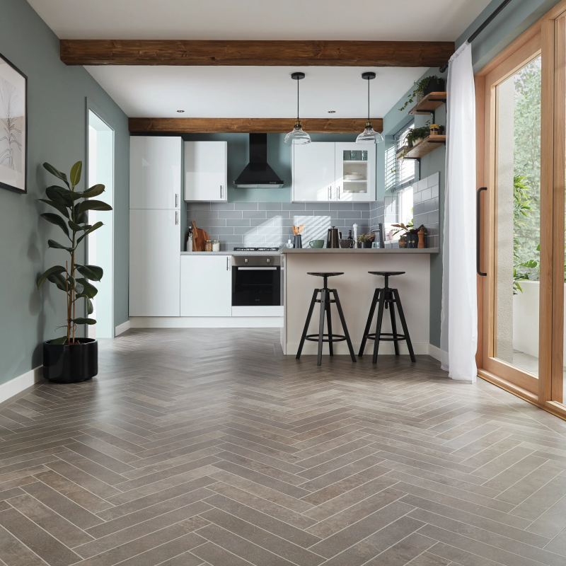 Karndean Opus Tile Fumo Herringbone SMSP216 Gluedown Luxury Vinyl Tile